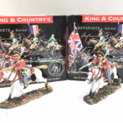 2 X Boxed King And Country Napoleonics Figures. Scots Grey Standard Bearer and Scots Grey Charging.(2).