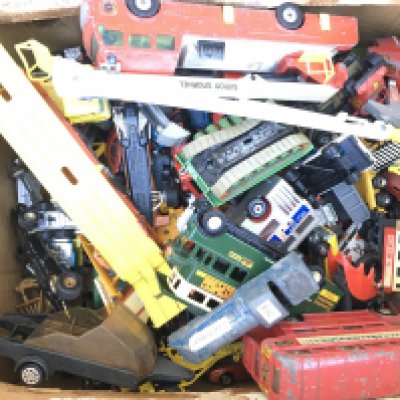 A Box Containing Playworn Diecast. Including Corgi And Matchbox.