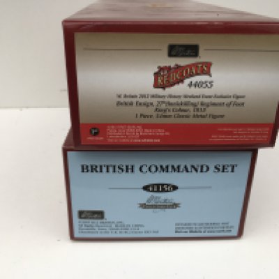 2 x boxed Britain Minature Military Models featuring 44055 27th foot kings colour ltd edition with certificate and 41156 British Command (incomplete) No reserve.