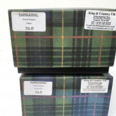 2x Boxed King and Country Napoleonic Minature Military Models featuring NA39 French Dragoon Officer and NA45 French Dragoon firing pistol. No reserve.