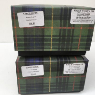 2x boxed King and Country Napoleonic Minature Military models featuring NA40 French Dragoon Standard Bearer and NA41 French Dragoon Charging with Sword. No reserve.