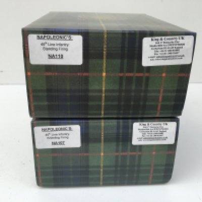 2x boxed King and Country Napoleonic Minature Military models featuring 45th line infantry including NA107 Kneeling Firing and NA110 Standing Firing. No reserve