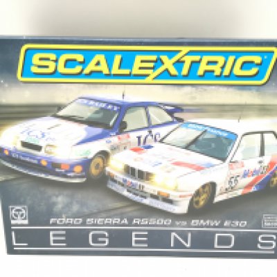 A Boxed Scalextric Legends Ford Sierra RS500 VS BMW E30.
