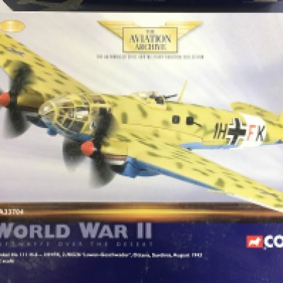2 X Boxed Corgi Aviation Archive Aircraft. 2 X Heinkel III #s AA33704 and AA33702. Both 1/72 Scale. No Reserve.(2).
