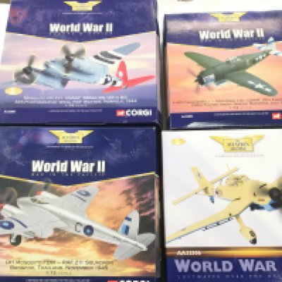 4 X Boxed Corgi Aviation Archive Models. A Junkers Ju. A DH Mosquito FBVI. A Mosquito PR.XVI. And A P-47D Thunderbolt. All 1/72 Scale. No Reserve. (4).