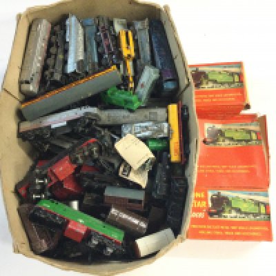 A Box Containing 000 Gauge Diecast Trains. Wagons.Track Etc by Lome Star.