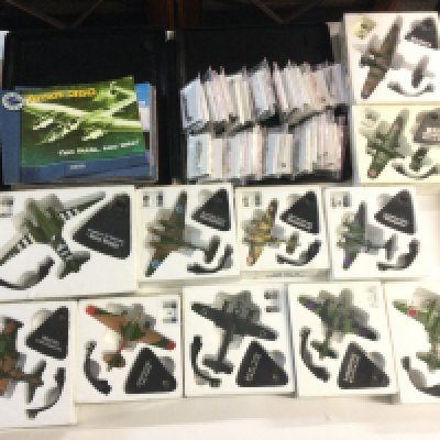 A Box Containing Atlas WW2 Aircraft With Pin Badges And guides. No Reserve.