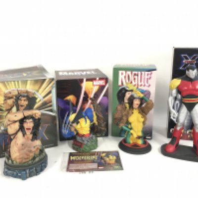 A collection of 4 boxed Marvel superhero models including a Wolverine 6&acirc; Bust by Eli Livingston a Rogue sculpture by Pablo Viggiano. WeaponX Bust sculpted by Martin Canale and Pablo Viggiano.. XMen Evolution Colossus statue sculpted by Seth Vandable. No reserve