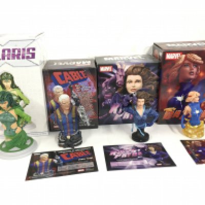 A collection of 4 Marvel sculptures featuring Polaris..Cable..Kitty Pryde and Dazzler. No reserve