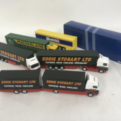 A collection of 5 Corgi commercial unit with trailer. Includes some Stobart. No reserve