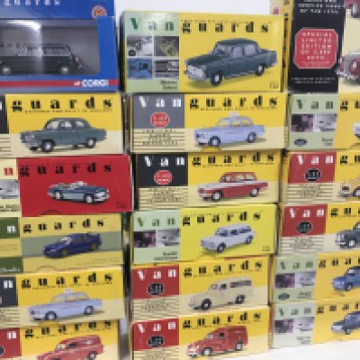 A collection of 18 boxed diecast model vehicles by Corgi from the Vanguards range. Boxed double set is incomplete. No reserve