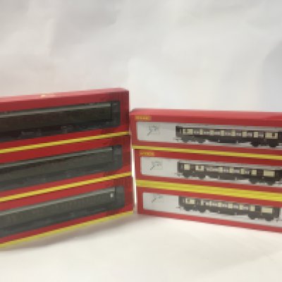 6 x boxed Hornby 00 gauge coaches. R43188..R4299E..R4298E..R4144..R4145..R4143. No reserve