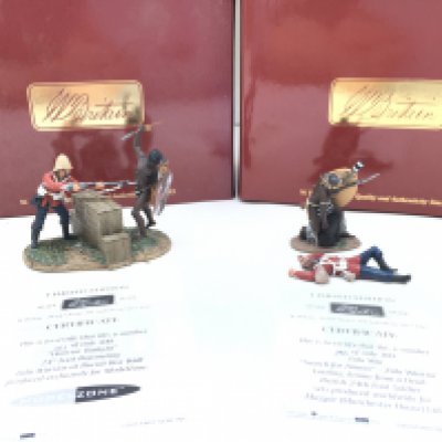 2 X Boxed Britains Zulu War Sets. Warrior Twilight And Search For Ammo. With Certificates.(2).