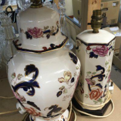 Masons ironstone lamps, this lot cannot be posted