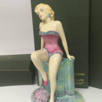 A boxed Kevin Francis Marylyn Monroe limited edition figure including a boxed Kevin Francis Lady with Fan and other boxed Peggy Davies Art Deco design figures.