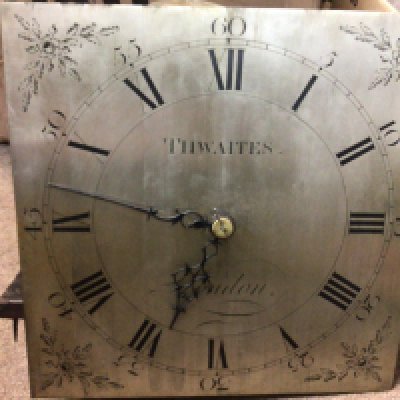 A Thwaites London Grandfather clock face. This lot cannot be posted. NO RESERVE