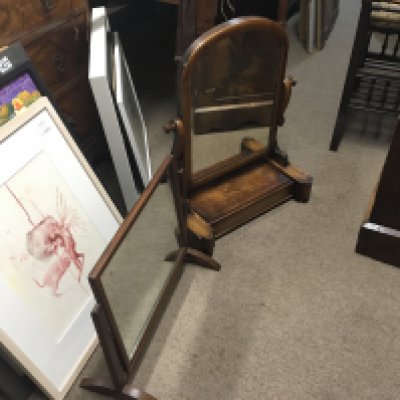 Walnut and mahogany bedroom Mirrors, 42 & 64cm tall