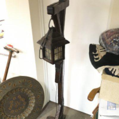 An Arts & Crafts style Lamp with lantern. 74cm tall