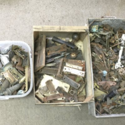 A collection of assorted door hardware.