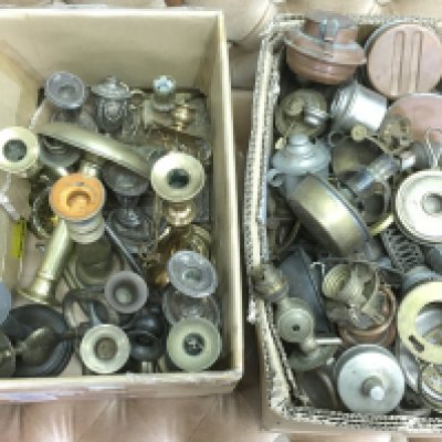 An assorted lot including candlestick holders and burners etc.