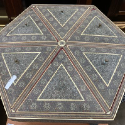 A Syrian marquetry inlaid box. 44cm diameter.