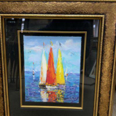 A small Giclee signed limited edition, Duaiv. Boating scene, framed and glazed. 59cm x 52cm. NO RESERVE