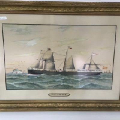 An s.s Molina watercolour, E.H kittoe. Approx 70x52cm.