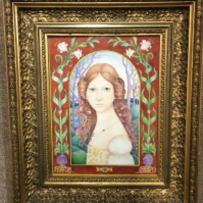 A fine Pre-Raphaelite style watercolour painting signed by E.Langton, 37cm x 31.5cm.