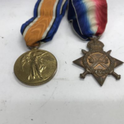 Two WWI medals award to 155221 E.T. Stevens. S.P.O.R.N.