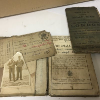 A First World War Military small book 25th Cyclist Battalion London old maps and other ephemera.