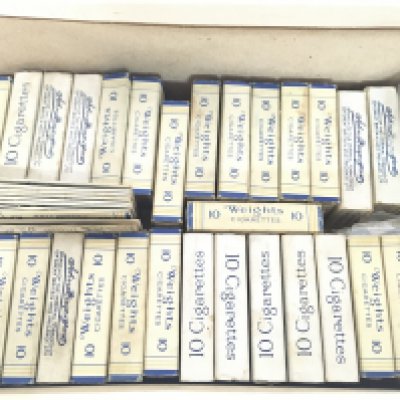 A box of cigarette cards including Players cigarettes, Brooke bond etc. postage category B