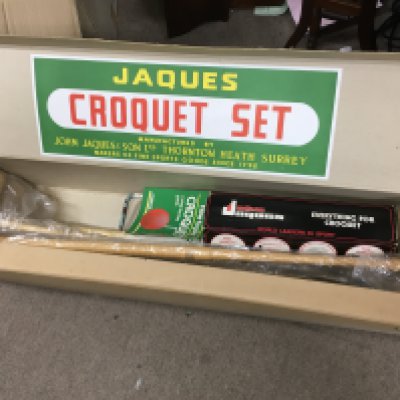 A boxed vintage Jaques croquet set. This lot cannot be posted