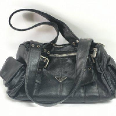 A Prada black leather handbag