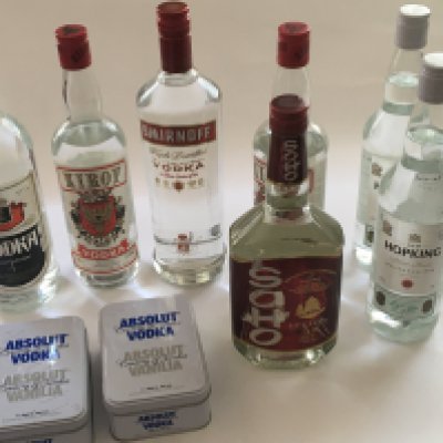 Two bottles of old Hopking white rum 70cl bottles four bottles of Vodka and other spirits (9)