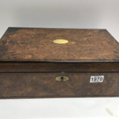 A burr walnut writing box. Approx 41x25x14cm