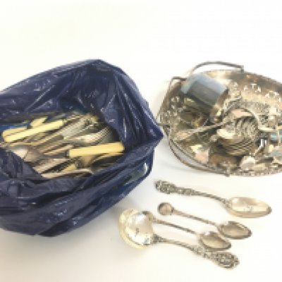 A collection of cutlery including some silver sterling, Coventry silver hallmarked spoon