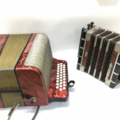 Two concertina organs including a Hohner Corona III. Postage C
