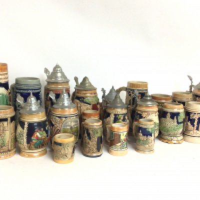 A large collection of German Stein jugs and tankard, this lot cannot be posted. NO RESERVE