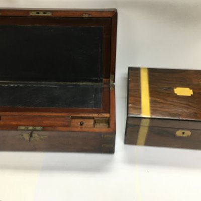 Two Victorian writing slopes. Large one is 50x25cm and other is 34x23cm. NO RESERVE