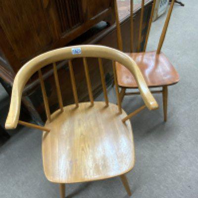A vintage Centa light beech armchair together with an Ercole beech 391 model dining chair. NO RESERVE
