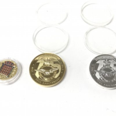 Three coins including 2 silver plated Battle of Britain 75th anniversary. NO RESERVE