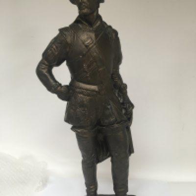 A painted plaster figure of a Cavalier Knight. Height 66cm