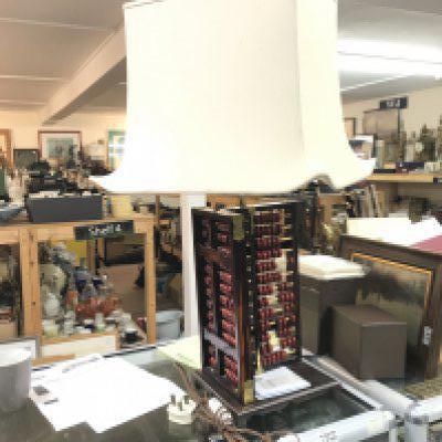 A vintage wooden abacus lamp. 80cm tall. This lot cannot be posted. NO RESERVE