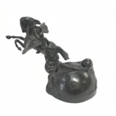 A paul Moreau Vauthier sculpture. The man by the aid of his aeroplane overcomes the attraction of the earth. Bronze. 21cm tall.