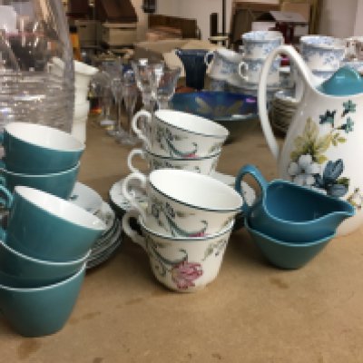 A Midwinter coffee set including cups, saucers, teapot etc. This lot cannot be posted