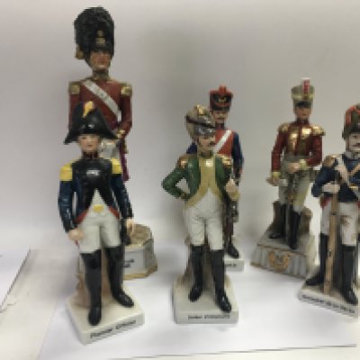 Six porcelain military figures.