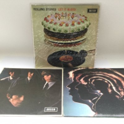 Three Rolling Stones LPs comprising a first UK mono pressing of 'Let It Bleed' (no poster), one feelable scratch, together with 'No.2', one feelable scratch and 'Hot Rocks'.