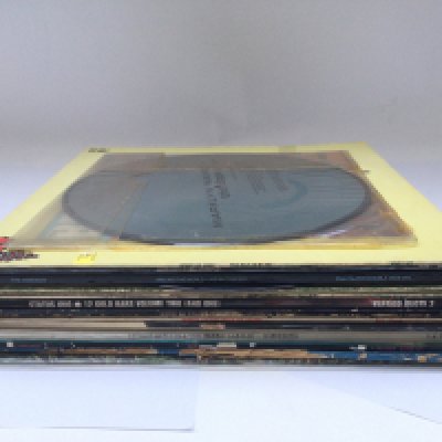 A collection of LPs and a Marilyn Manson picture disc.