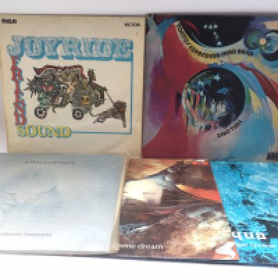 Five progressive rock / ambient LPs by Tangerine Dream, Joyride, Edgar Froese and Tonto's Expanding Head Band.