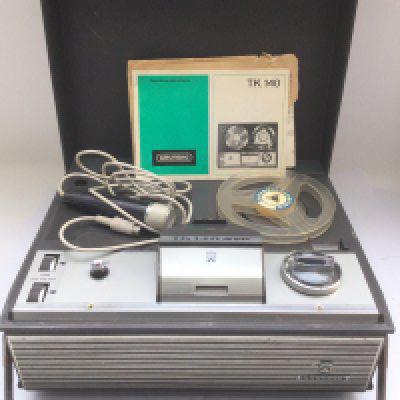 A Grundig TK140 reel to reel with manual and microphone together with a GEC reel to reel with microphone (2).